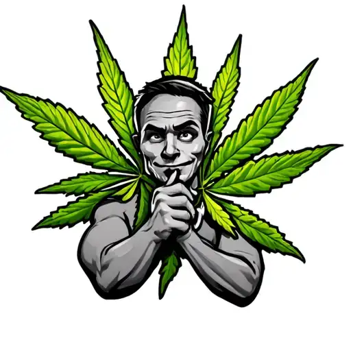 420 cartoon character holding tattoo design idea