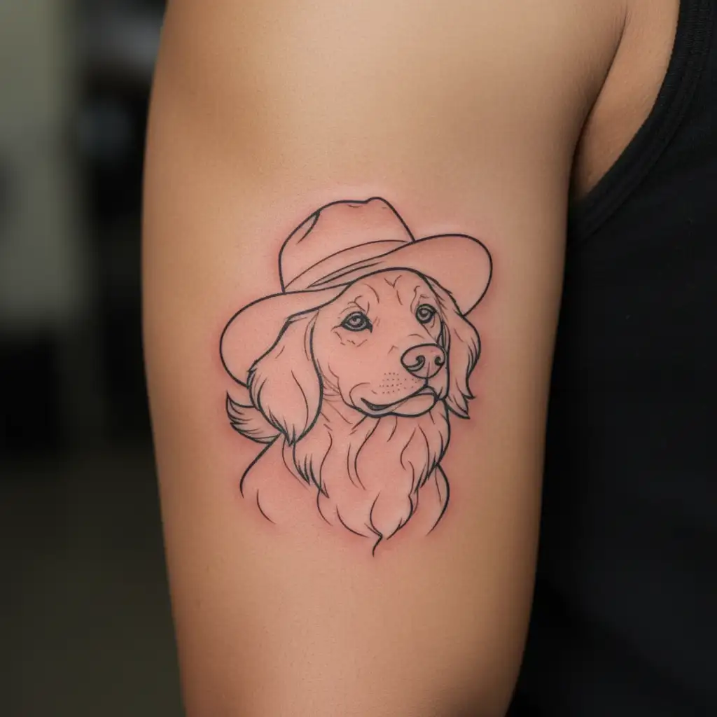 golden retriever wearing straw hat luffy tattoo design idea