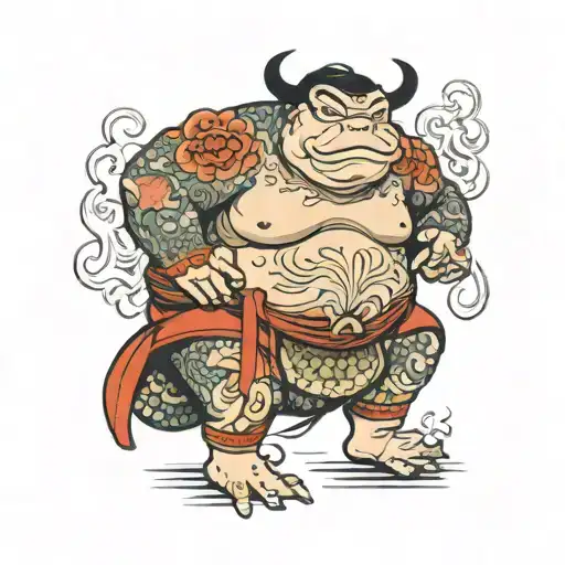 sumo wrestler toad tattoo design idea