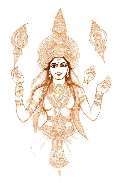 "Usha" goddess Durga maa tattoo design idea