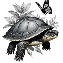 turtle and butterfly cont;nue tattoo design idea