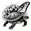 turtle and butterfly cont;nue tattoo design idea