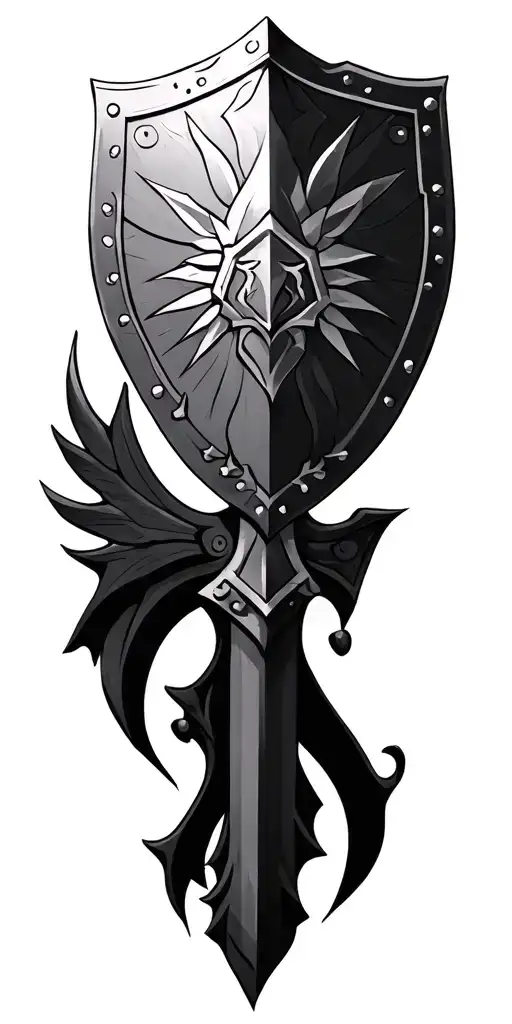 hylian shield twilight princess theme sleeve tattoo design idea