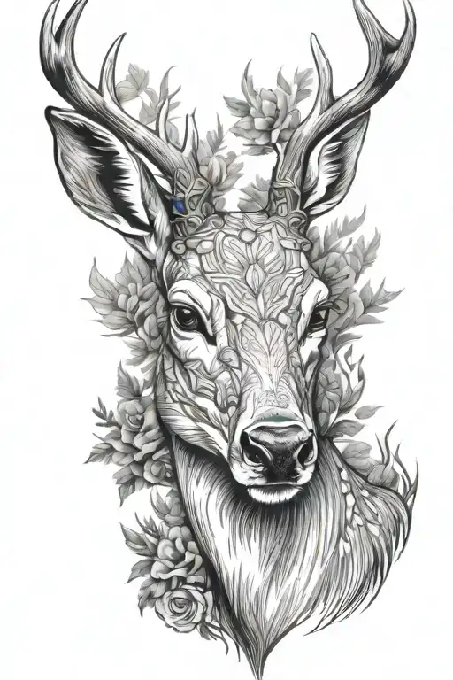 deer head tattoo design idea