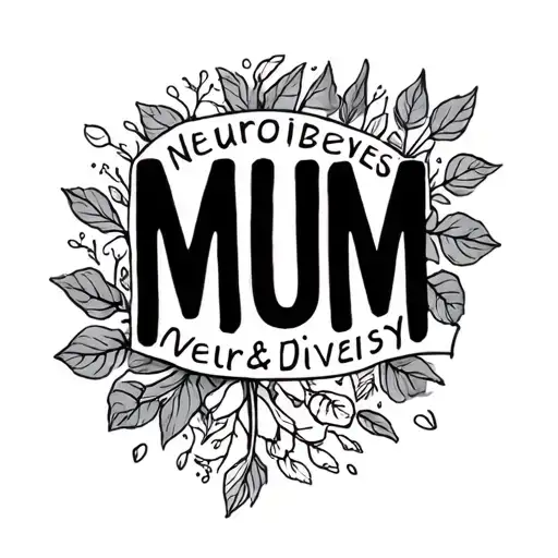 Neurodiversity, mum written tattoo design idea