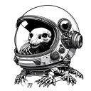 rat skeleton on top austronaut helmet tattoo design idea