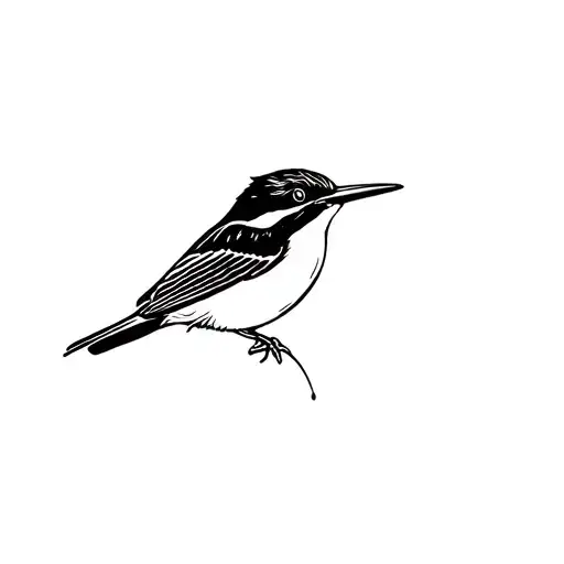 White-collared kingfisher perched tattoo design idea