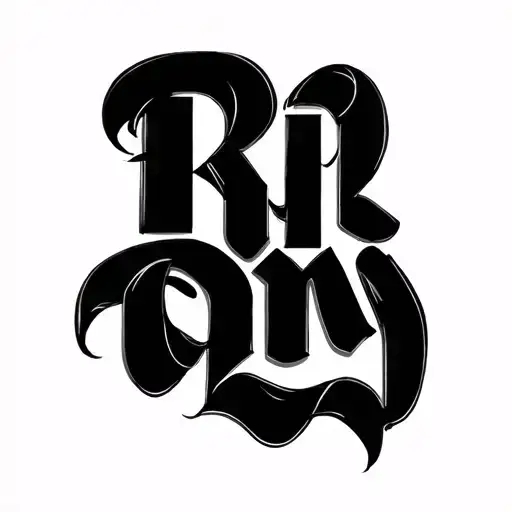 Romy as a lettering should look like carved tattoo design idea