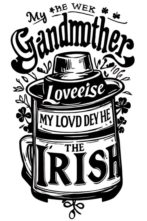 "my geandmother loved the irish" a tattoo for my grandfather and grandmother, a few things about them aremy grandpa loved Budweise beer and cigarette  tattoo design idea