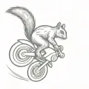 Squirrel riding a motorbike doing a wheelie tattoo design idea