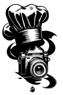 camera and chef hat tattoo design idea