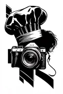 camera and chef hat tattoo design idea