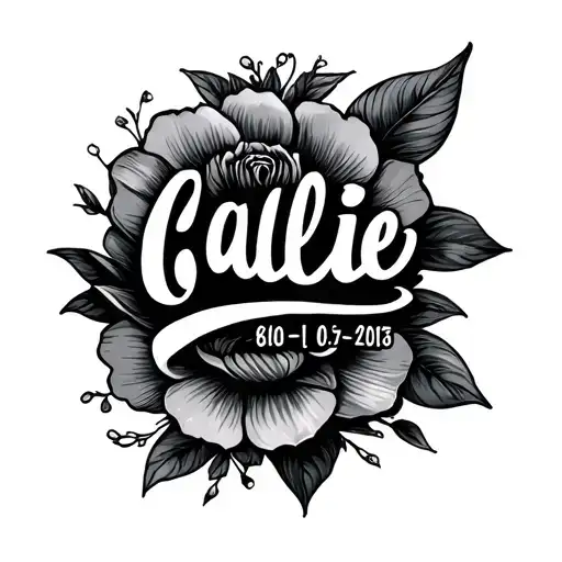 Callie name written with date of birth tattoo design idea