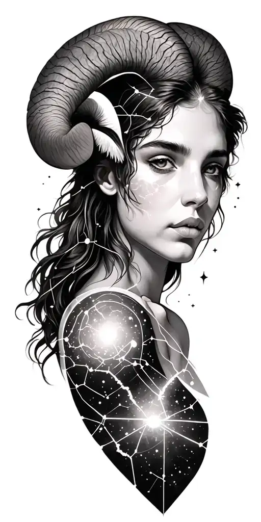Aries full sleeve using constellations and sky as filler tattoo design idea