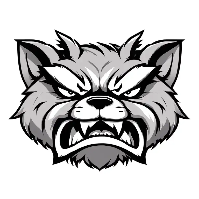 create a fu dog face that is angry tattoo design idea