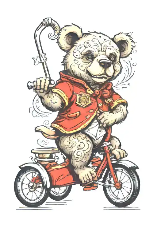 circus bear tricycle coat of arms tattoo design idea