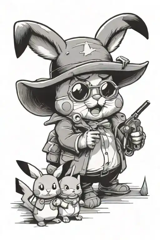 pikachu eric cartman peter griffin bugs bunny and mortdecai tattoo design idea