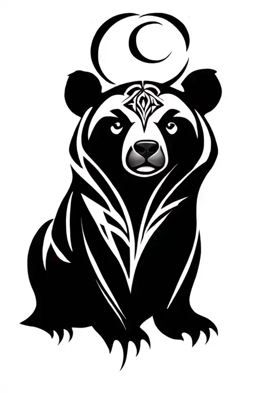 Pagan symbols, Slavic runes and ornaments of Ancient Rus', sleeve, bear, tattoo design idea