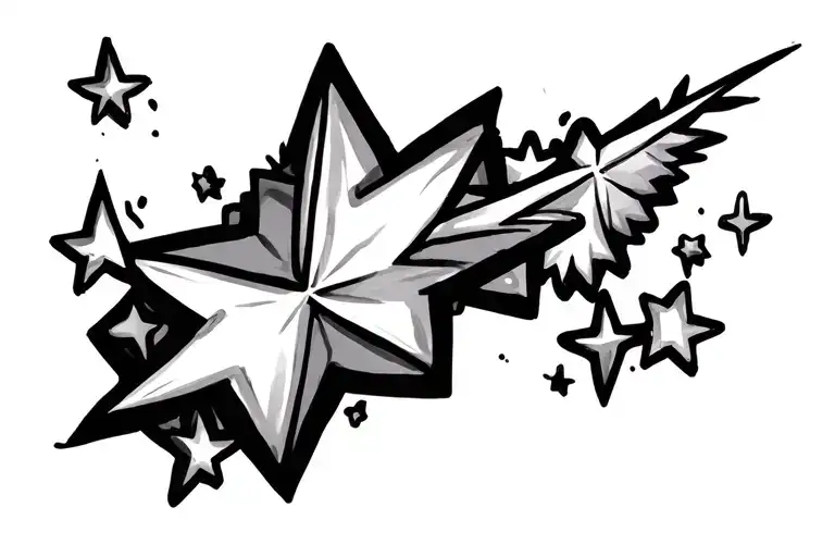 shooting stars coming tattoo design idea