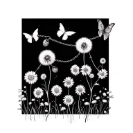 daisy chain with trail, dandelion, butterfly, ladybird. initials on the daisy's wrapped around wrist tattoo design idea