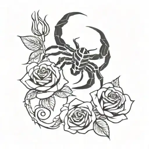 roses and scorpions  tattoo design idea