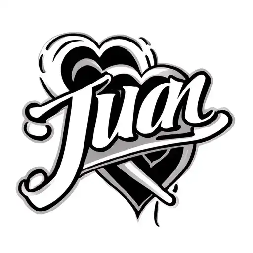 juan name written with a heart tattoo design idea