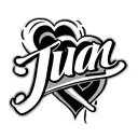 juan name written with a heart tattoo design idea