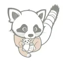 Red panda playing with baby red panda tattoo design idea