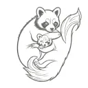 Red panda playing with baby red panda tattoo design idea