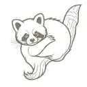 Red panda playing with baby red panda tattoo design idea