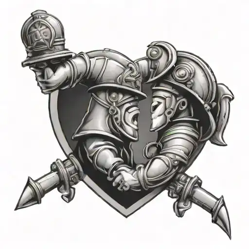 A firefighter and a healer together forming a heart tattoo design idea
