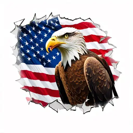 American flag torn edges bald eagle menacing tattoo design idea