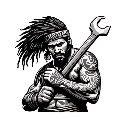 "Indigenous Plumbing " "Indigenous Plumbing " dread indigenous men holding wrench tattoo design idea