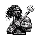 "Indigenous Plumbing " "Indigenous Plumbing " dread indigenous men holding wrench tattoo design idea