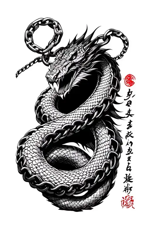 Chain with Susanoo written on it one cobra tattoo design idea
