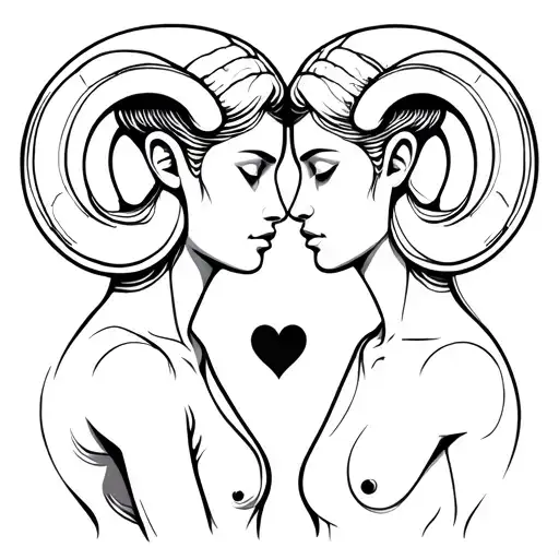 aries Gemini couple in love with eachother tattoo design idea