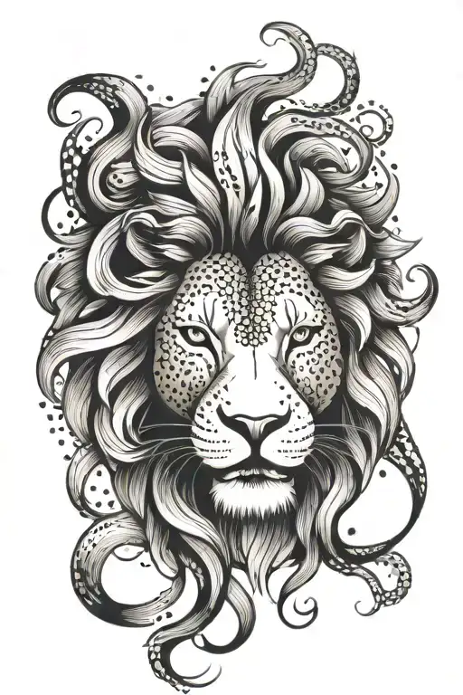 Lion Head Taurus Head Aquarius Libra tattoo design idea