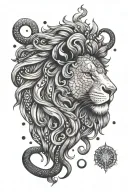 Lion Head Taurus Head Aquarius Libra tattoo design idea