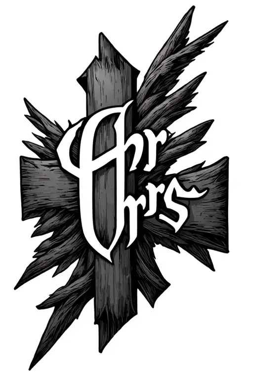 The word "Chr;st inside a cross tattoo design idea