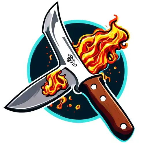 BBQ knife for smoke tattoo design idea