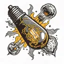 light bulb meteorite explodes tattoo design idea