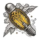 light bulb meteorite explodes tattoo design idea