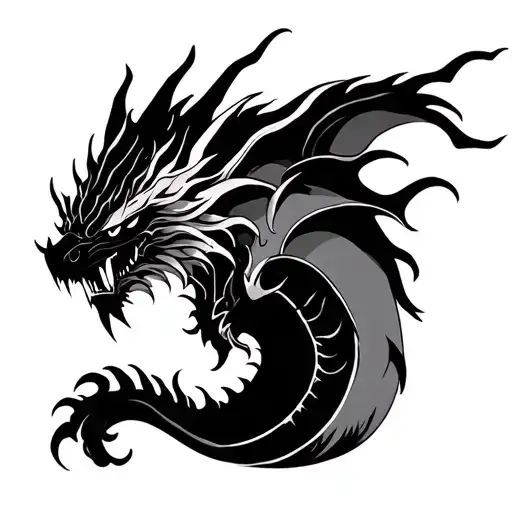 Black Ink Dragon tattoo design idea