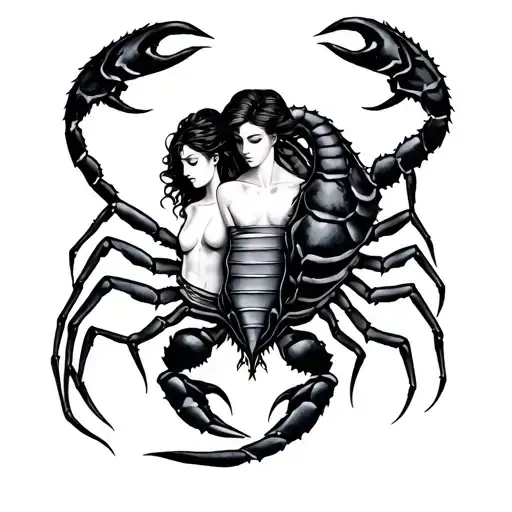 virgo maiden intertwined with scorpio man tattoo design idea