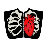 seeing bone, lung, heart behind zipper on chest tattoo design idea