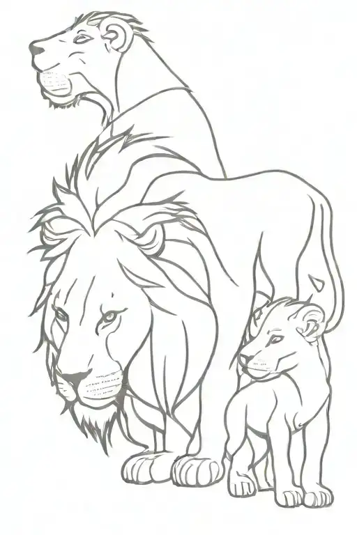 3 Sons, Lion, Father tattoo design idea