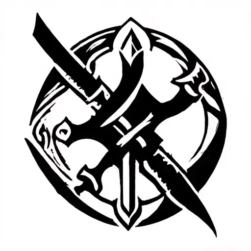 viking and crusader symbols incorporated tattoo design idea