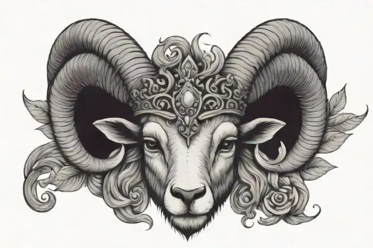 aries with a prince crown tattoo design idea