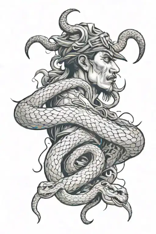 man vs snake tattoo design idea