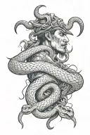 man vs snake tattoo design idea